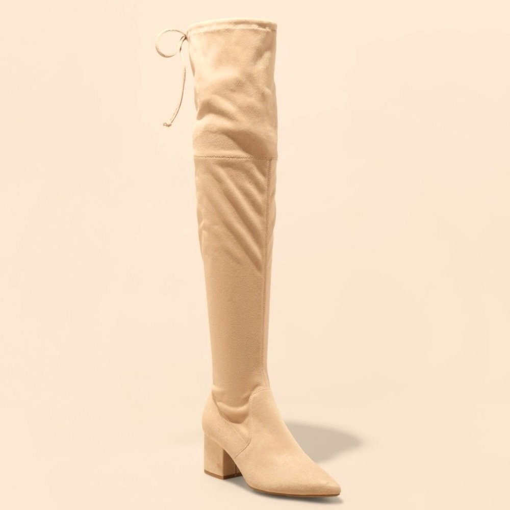🍁BEIGE MICROSUEDE OTK BOOTS